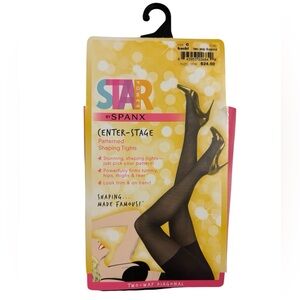 Star Power by SPANX Center Stage Patterned Shaping Tights Black Size C NWT